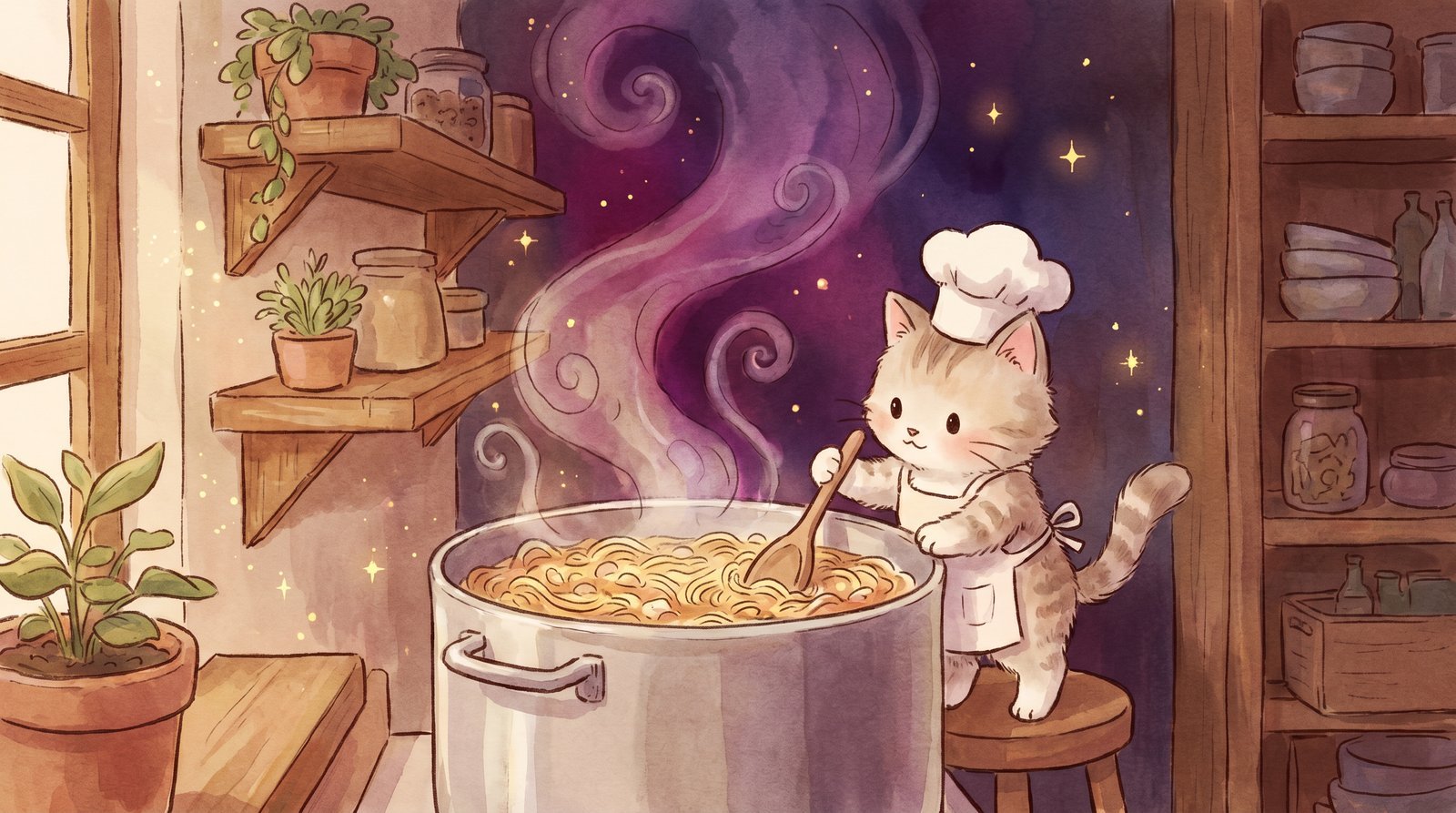 抖音揭秘生活动漫教程：小猫主厨拉面