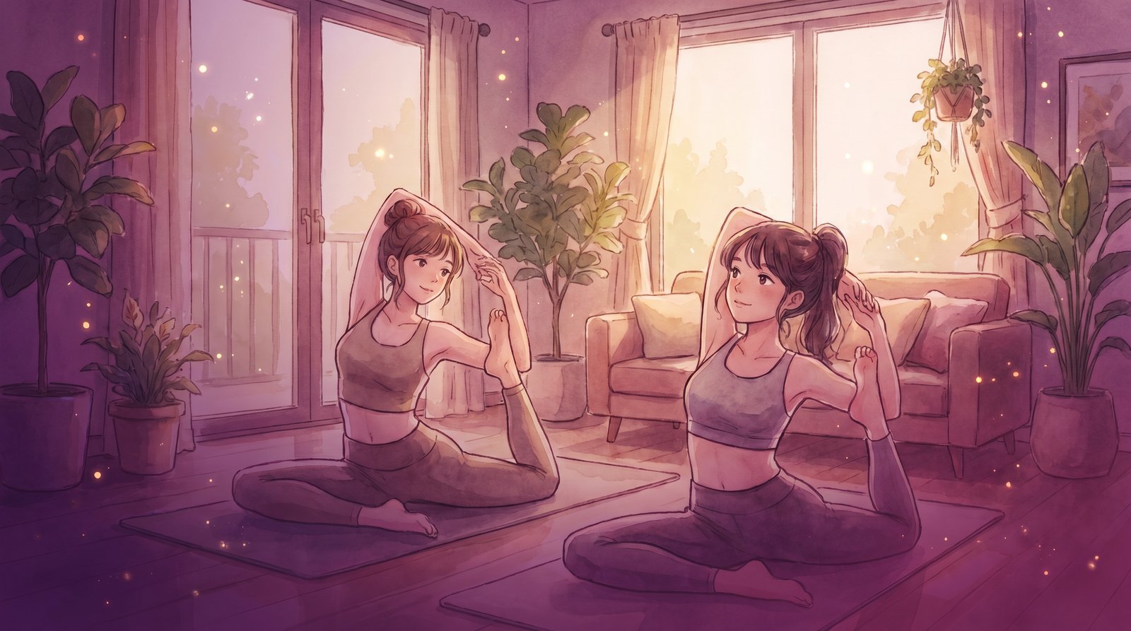 抖音揭秘健康生活动漫教程：客厅瑜伽十式